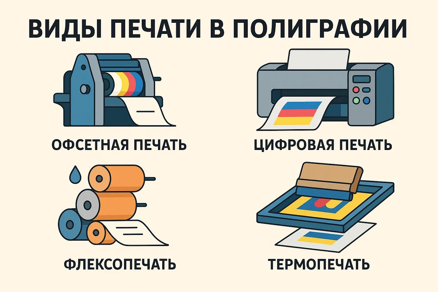 Основные виды печати в полиграфии и их применение в производстве
